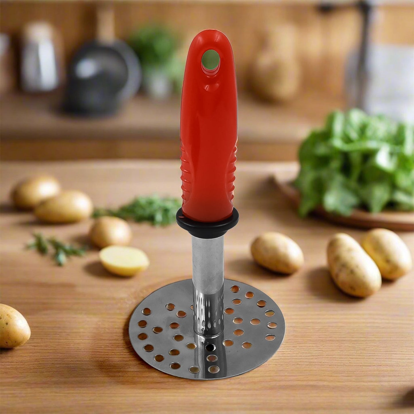 High Grade Stainless Steel Potato Masher Paubhaji  Pav Bhaji Masher With Plastic Handle (1 Pc) - Happy Price - Image 2