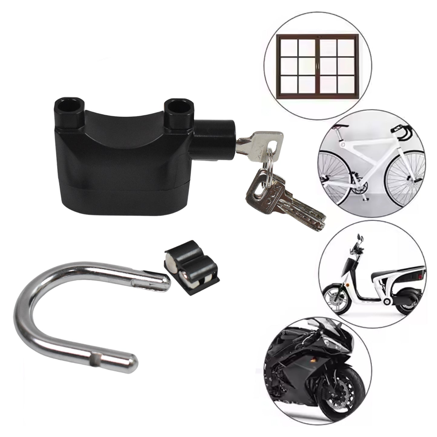 Plastic Body Waterproof Siren Alarm Smart Alarm Lock  3 Keys (1 Set) - Happy Price - Image 4