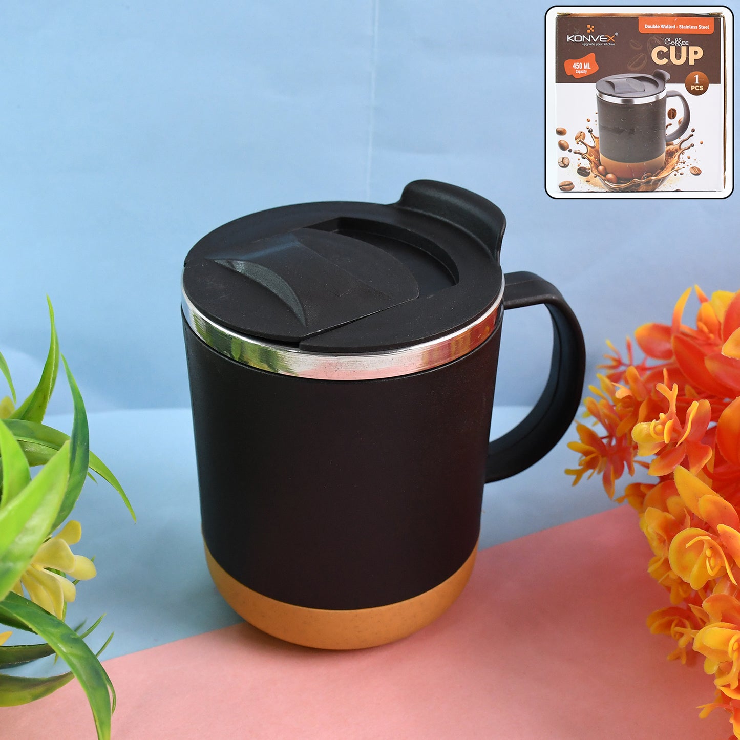 Insulated Coffee Mug With Spill-proof Lid (Approx 450ml  1 Pc) - Happy Price - Image 2