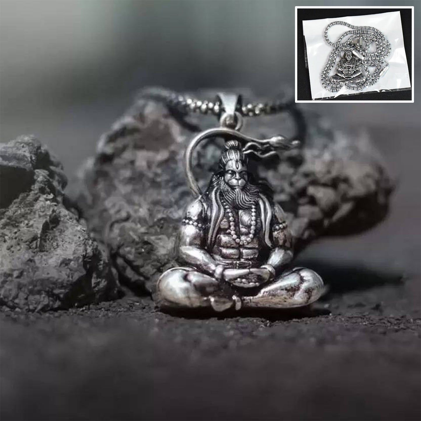 Hanuman Ji Pendant  Chain Religious Jewellery For Men And Women (1 Pc) - Happy Price - Image 2