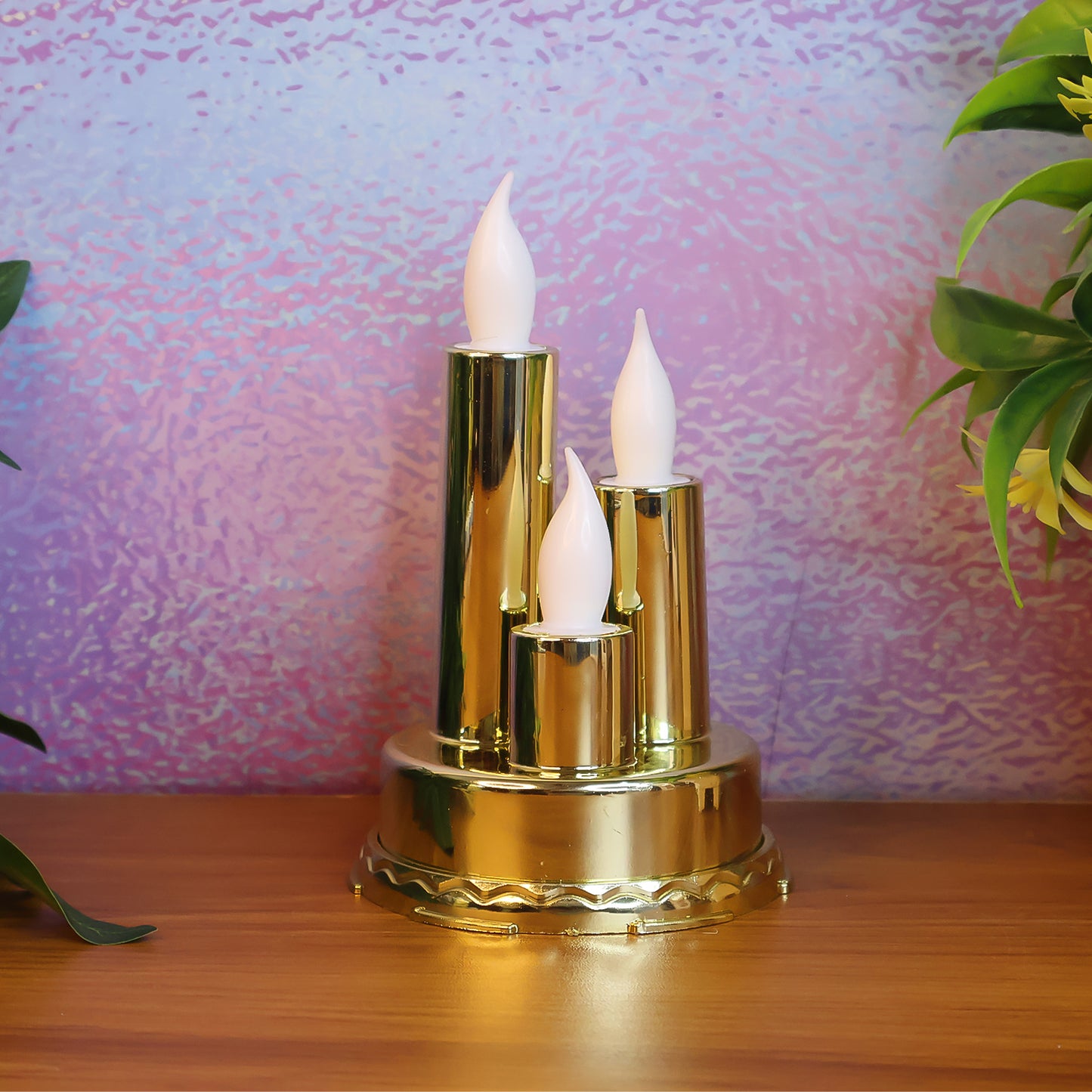 Golden Triple LED Flameless Candle Lamp (1 Pc) - Safe & Elegant Home Decor - Happy Price - Image 3