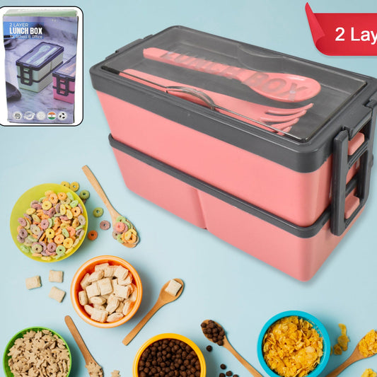 Plastic 3 Layer Leak Proof 3 Compartment Lunch Box For Office  (1 Pc) - Happy Price - Image 1