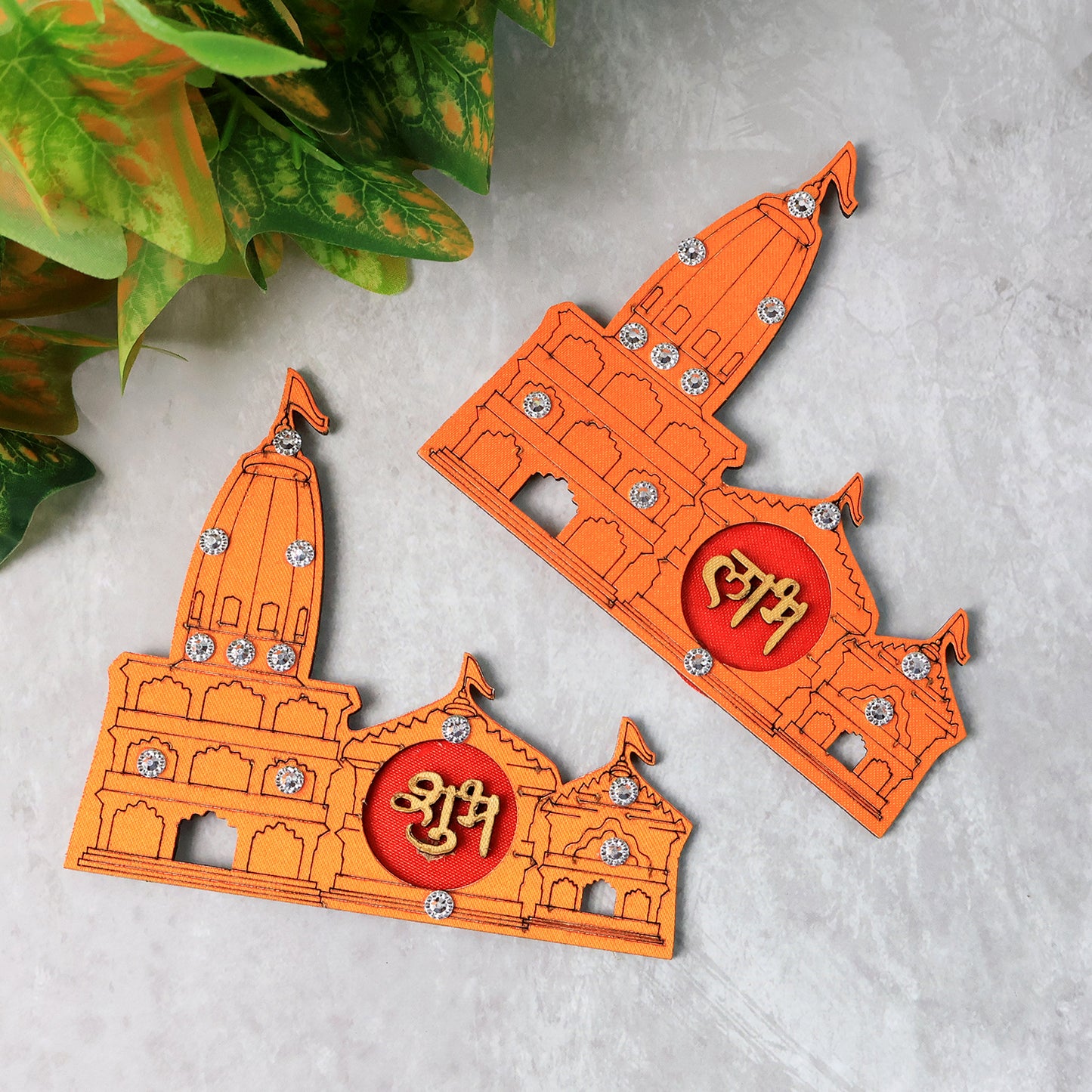 Shubh Labh Temple Design Decorative Wall Sticker - 2 Pcs - Happy Price - Image 6