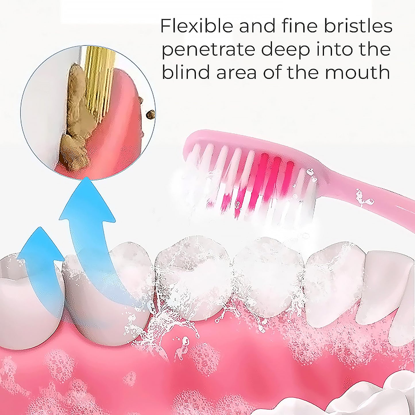 2-in-1 Tooth Brush With Tongue Scraper Soft Bristle  Long Handle (8pcs) Soft Toothbrush - Happy Price - Image 3