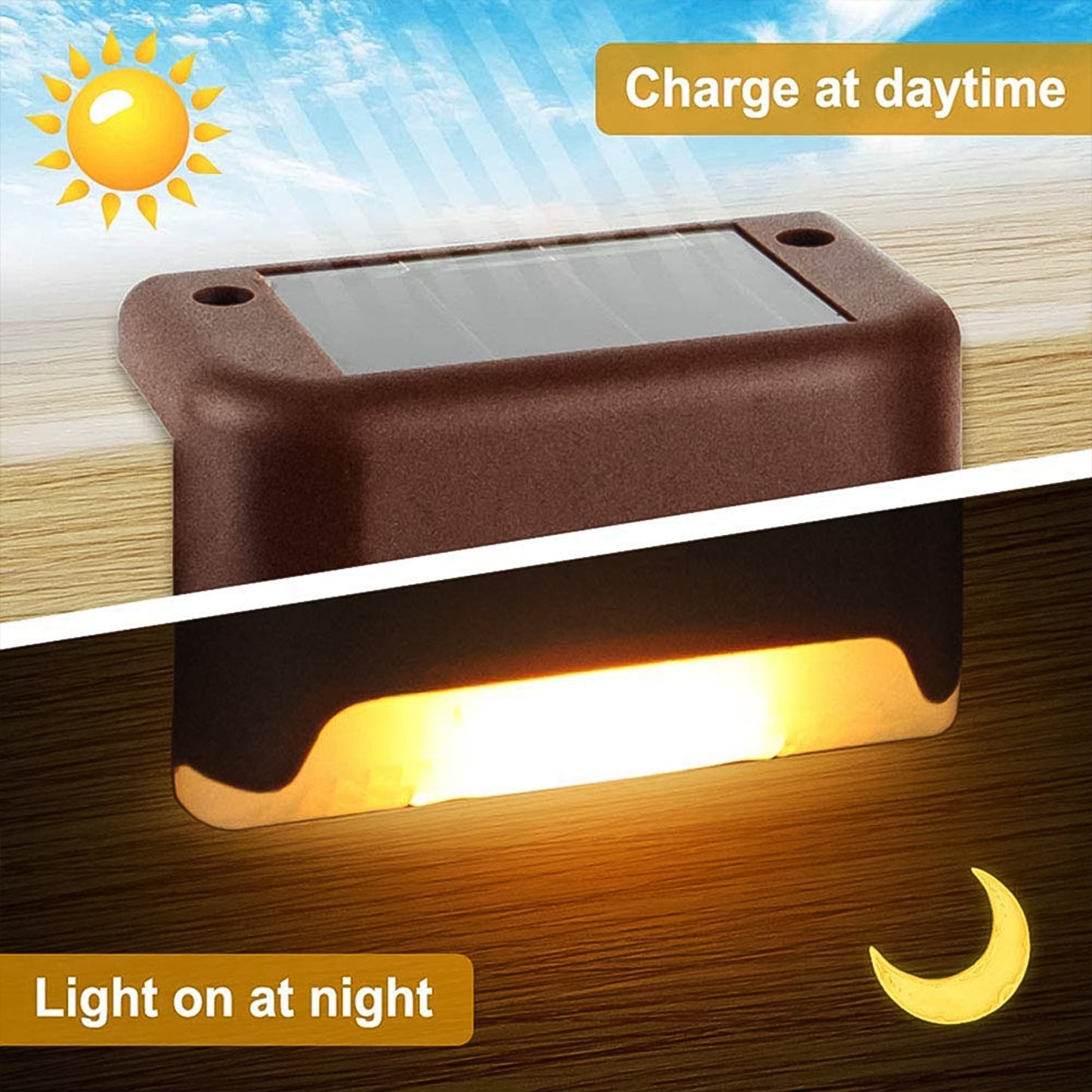 Solar Decorative Lights Waterproof Durable Garden Atmosphere Lights Stair Lights Railing Lights Step Steps Lights For Outdoor Patio Courtyard Stair Step Fence Patio Stairsyard Garden Pathway ( 4 Pc Set) - Happy Price - Image 5