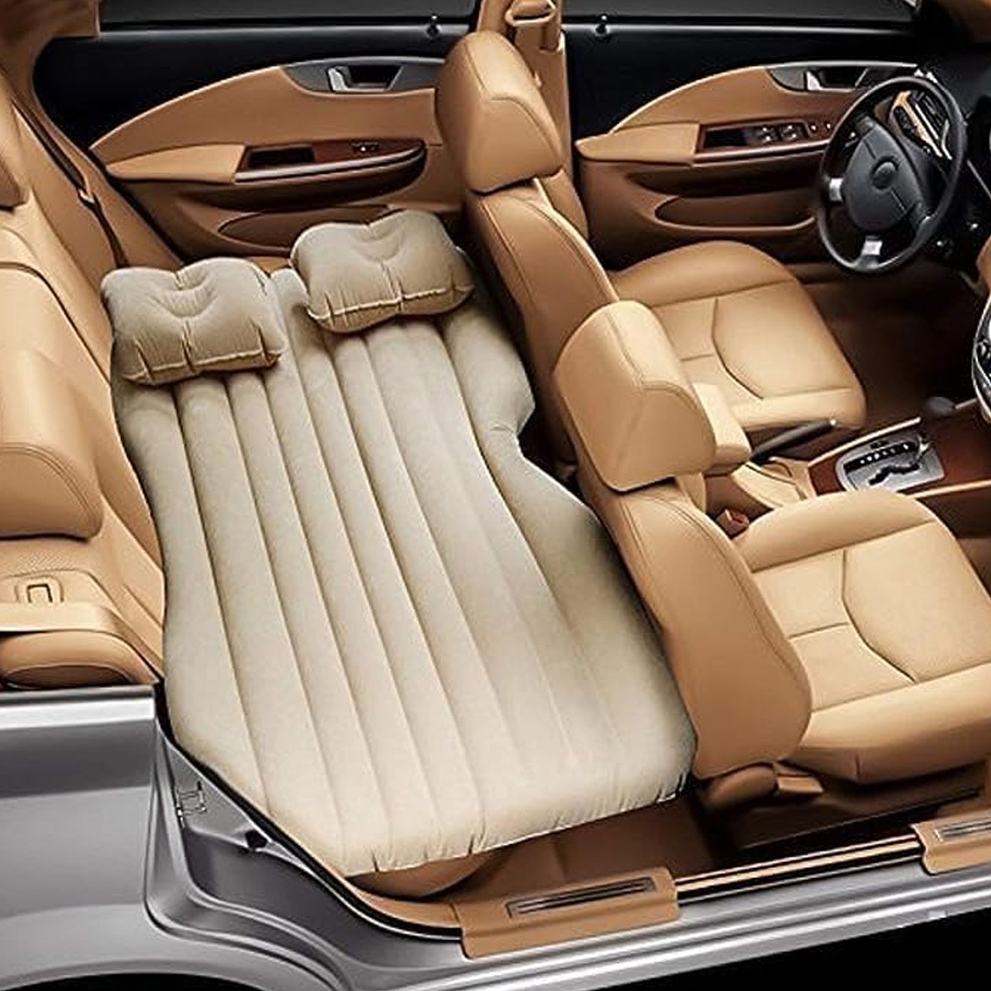 Portable Car Backseat Inflatable Air Mattress Bed with Pump & Pillows (1 Pc)
