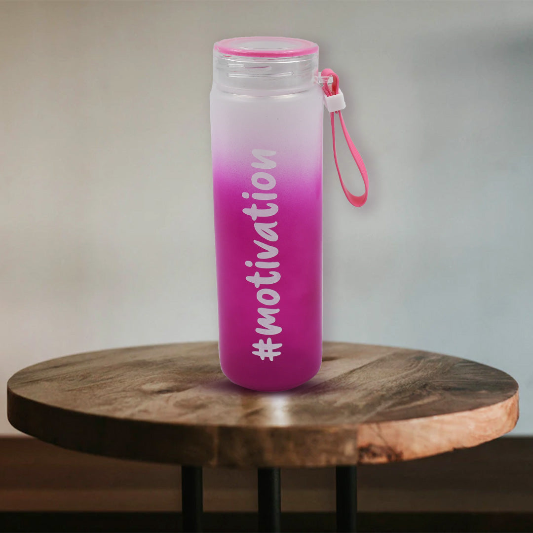 motivationalglass Bottle Colorful Portable Water Glass Bottle With Rubber Banddaily Intake Hourly Water Bottle To Ensure You Drink Enough Water Throughout The Dayreusable Cycling Gym Workout Fitnessbottle(Approx 350 Ml) - Happy Price - Image 2