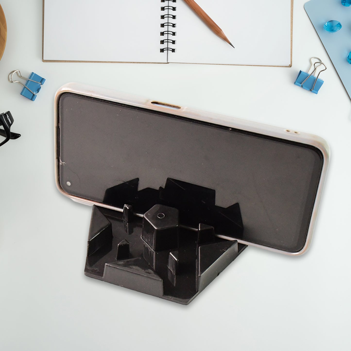 2 Pc Mobile Phone Stand Holder, Multi-Angle Plastic Desk Cradle for Smartphones