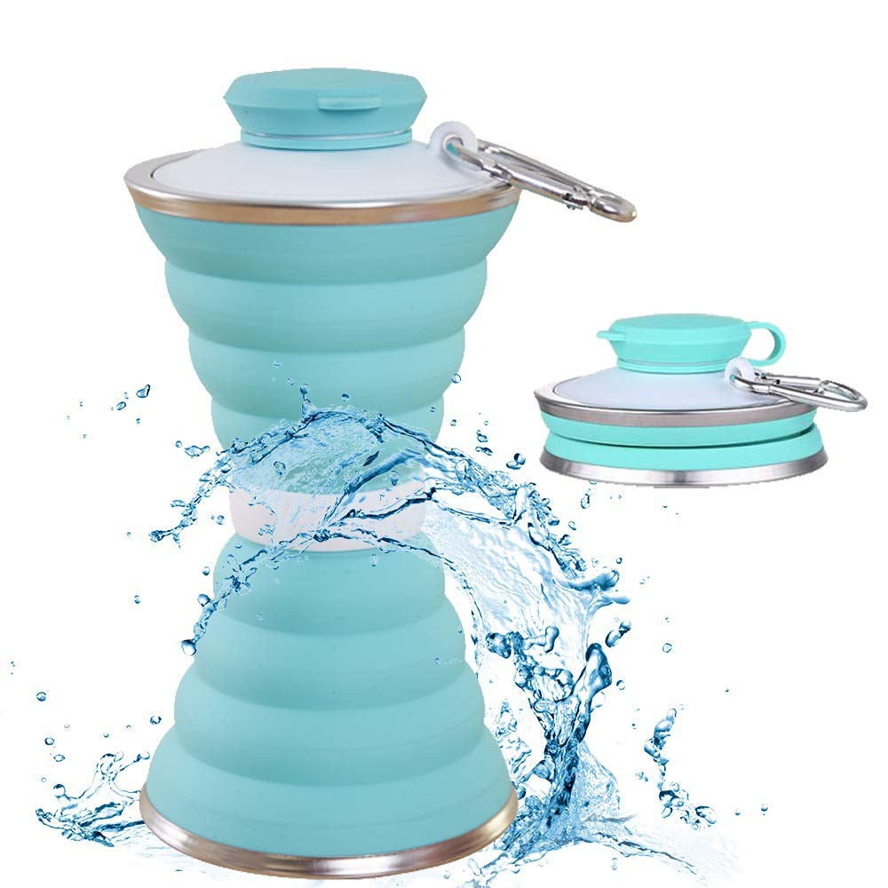 Silicone Traveling Water Bottle Bpa Free - Leak Proof Lightweight Collapsible - Small Folding Refillable And Space Saver For Camping Gym Sports Hiking Biking Yoga Outdoor - Happy Price - Image 2