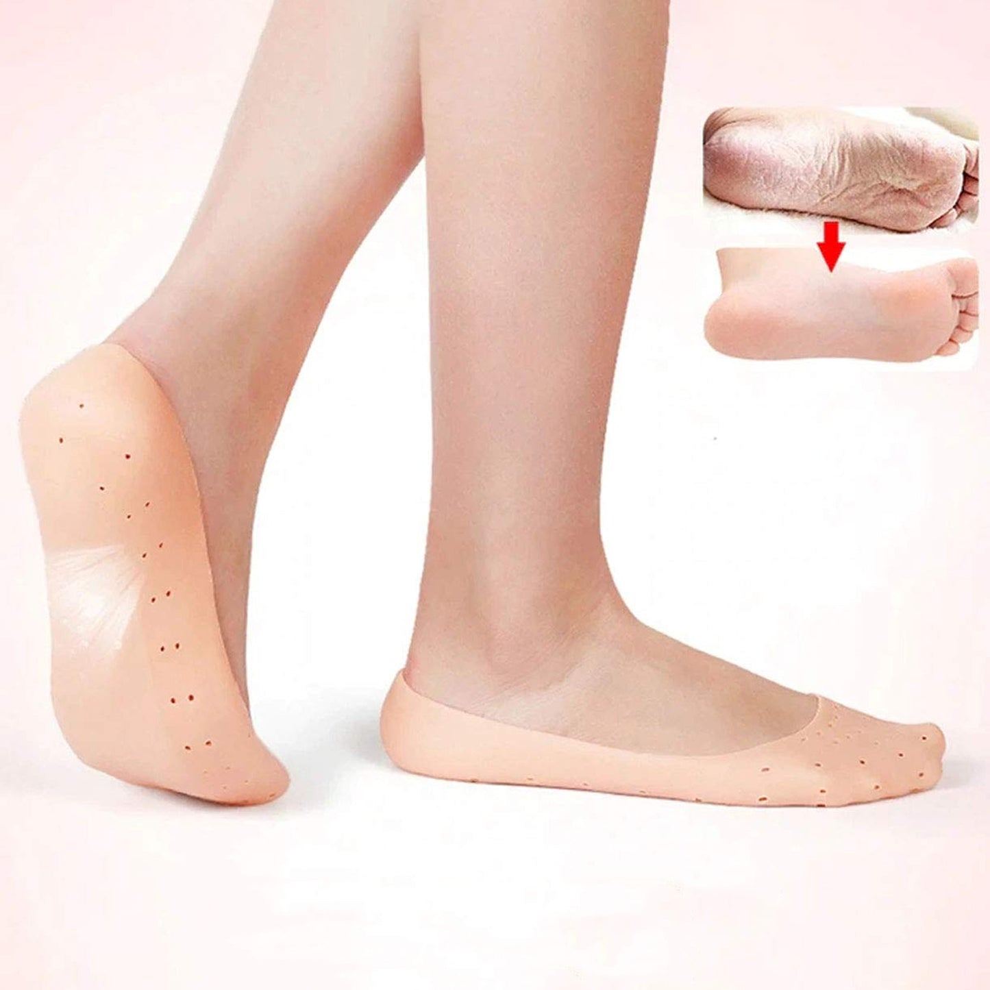 Anti-crack Full Length Silicone Foot Protector Moisturizing Socks (1 Pair  Mix Size) - Happy Price - Image 4