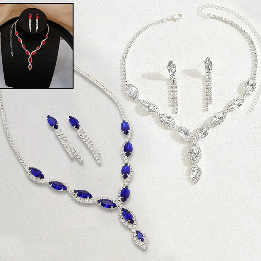 Necklace And Earrings Set Wedding Jewelry Set (1 Set  Mix Color) - Happy Price - Image 1