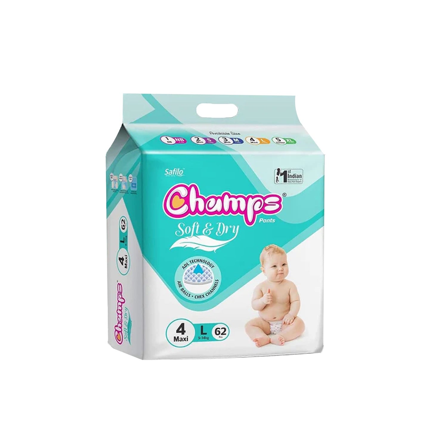 Champs Soft And Dry Baby Diaper Pants  62 Pcs (Large Size) - Happy Price - Image 7
