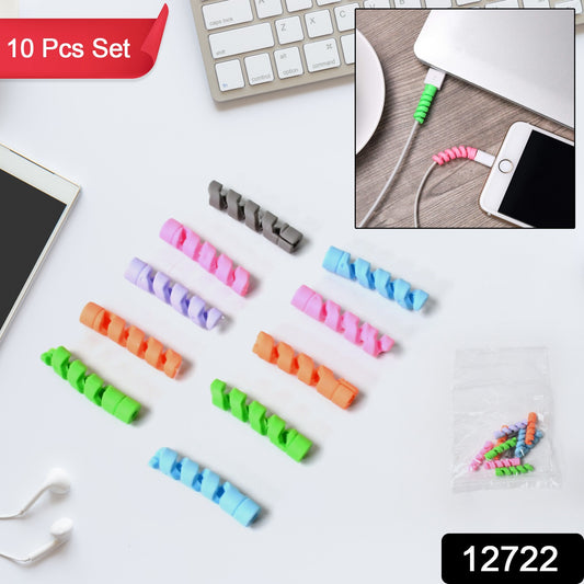 Spiral Charger Cable Protector Data Cable Saver Charging Cords Protective For All Universal Earphone  Cable Cover (Pack Of 10)