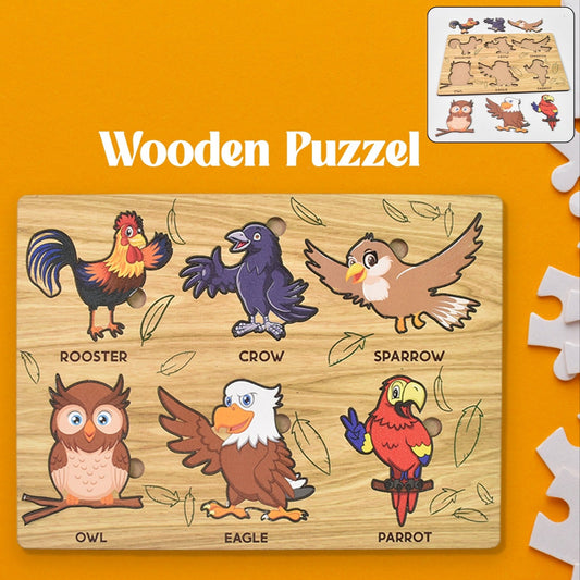 Wooden Bird Puzzle Learning Educational Board (1 Set  2820 Cm) - Happy Price - Image 1