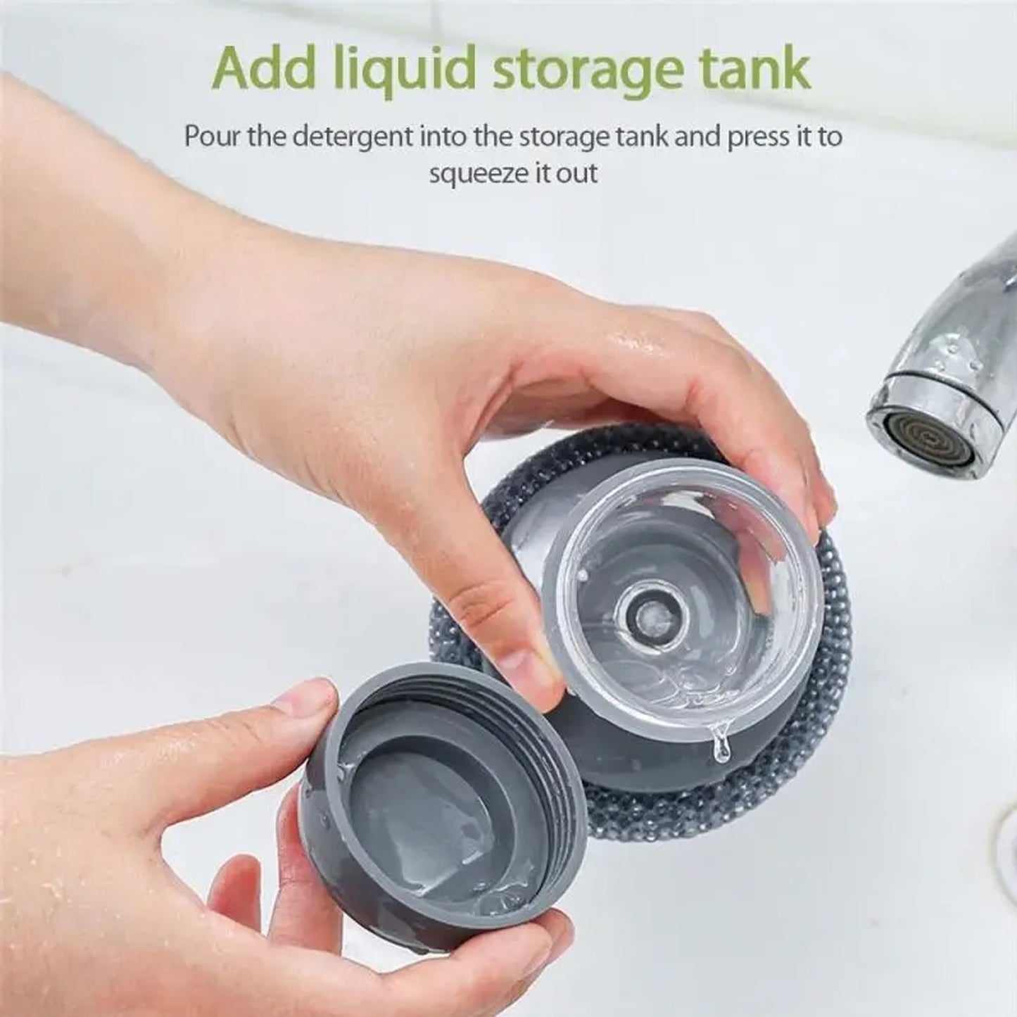 Soap Dispensing Palm Brush Washing Liquid Dish Brush Soap Pot Utensils With Dispenser Cleaning - Happy Price - Image 2