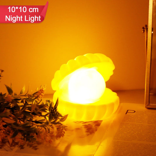 Pearl Shell Night Lamp Decorate Desk Lights Nursery Toy Lamp Led Pearl Shell Night Lights For Bedroom  Home - Happy Price - Image 1