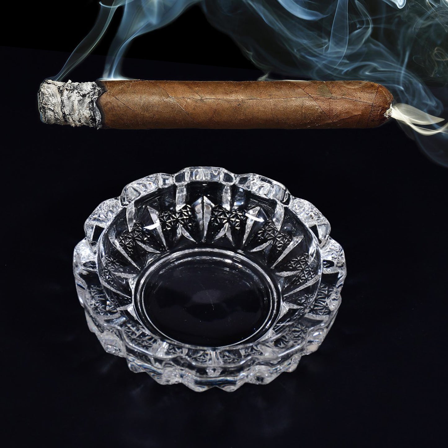 Paricutin Glass Crystal Quality Cigar Cigarette Ashtray Round Tabletop For Home Office Indoor Outdoor Home Decor - Happy Price - Image 4