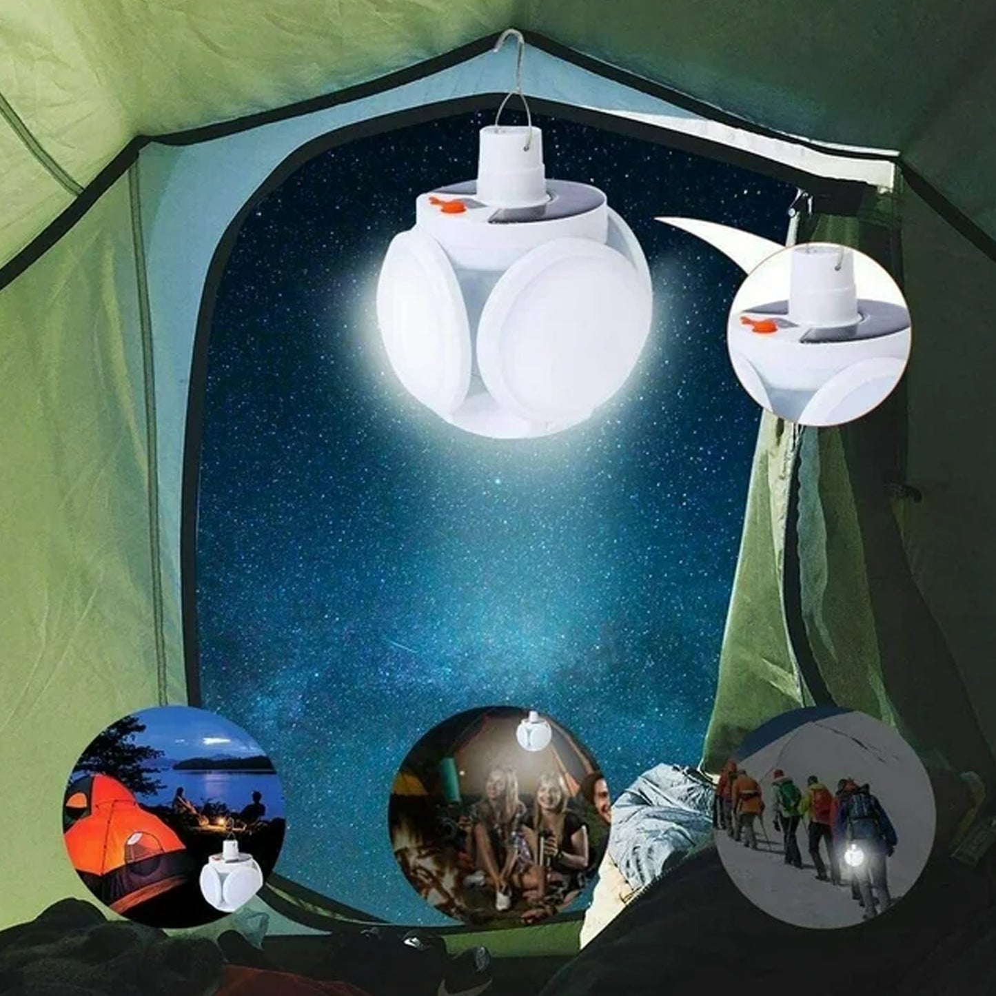 Solar Multi-functional Emergency Led Light Bulb With Usb Charging Led Camping Lamp Camping Lamp Usb Rechargeable 5 Brightness Light Modes Foldable Camping Light Sos Ip65 Waterproof Camping Light Blackout Emergency Equipment Camping Gadgets - Happy Price - Image 2