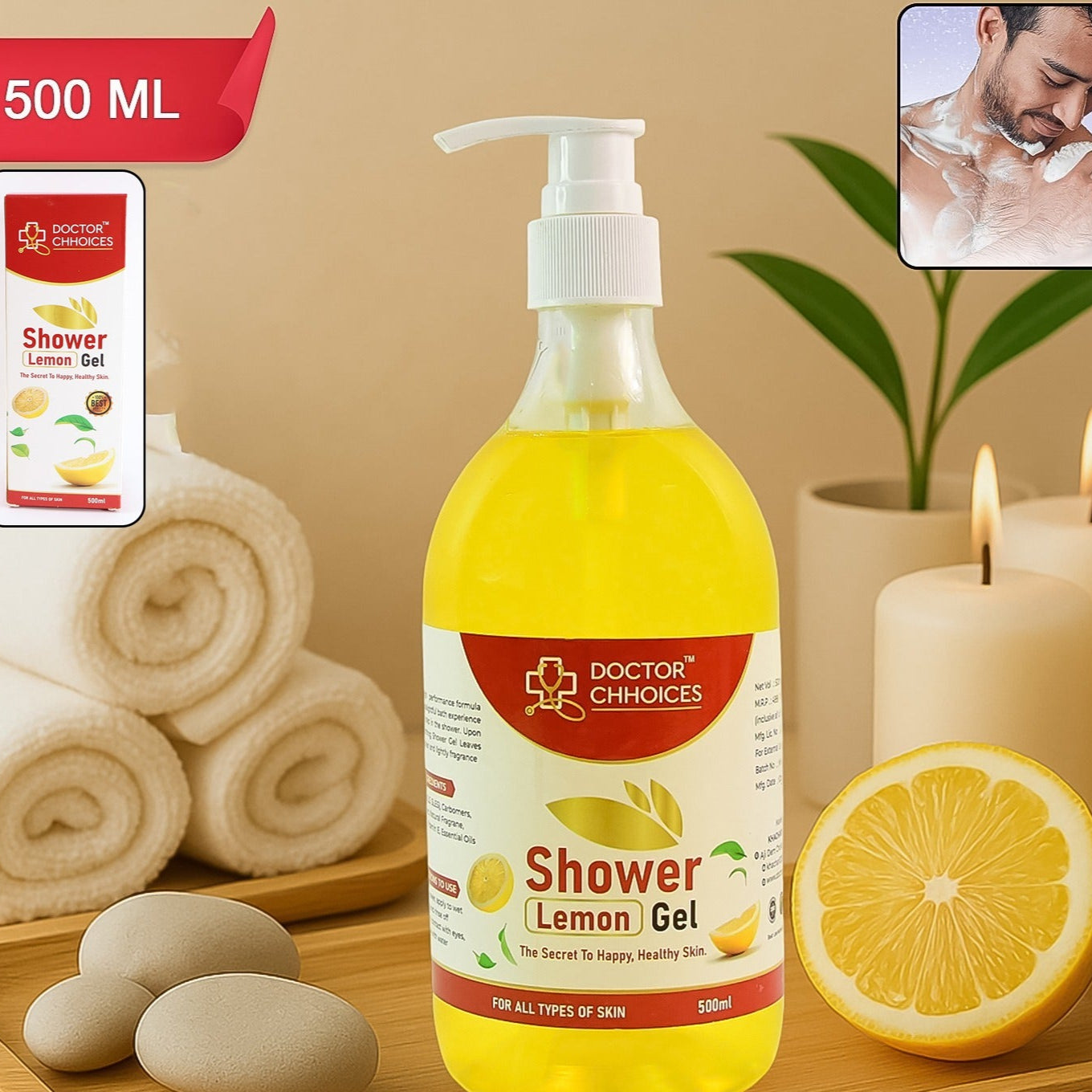 Doctor Chhoices Lemon Shower Gel 500ml - Refreshing Body Wash