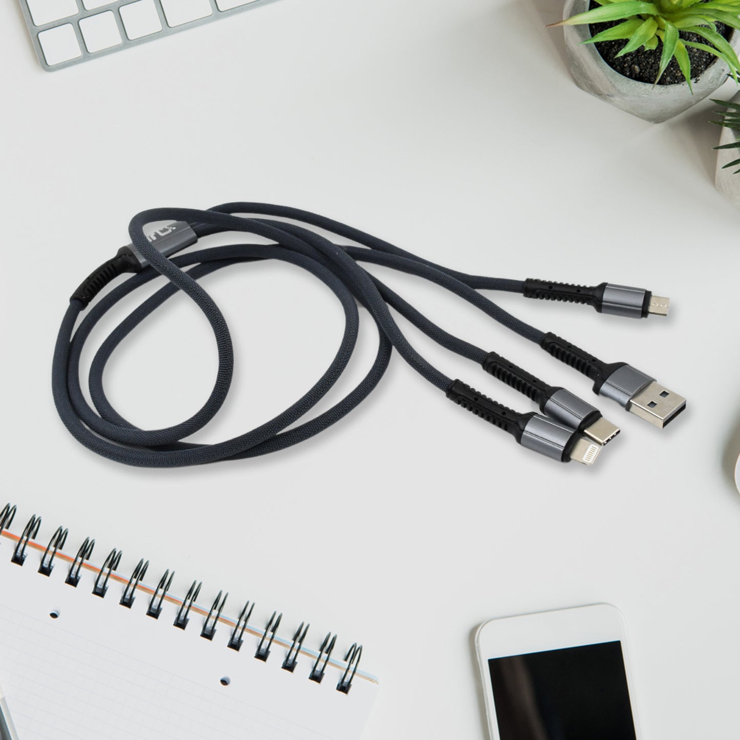 3 In 1 Multi Super Fast Charging Cable (1 Pc  1200 Mm) - Happy Price - Image 6