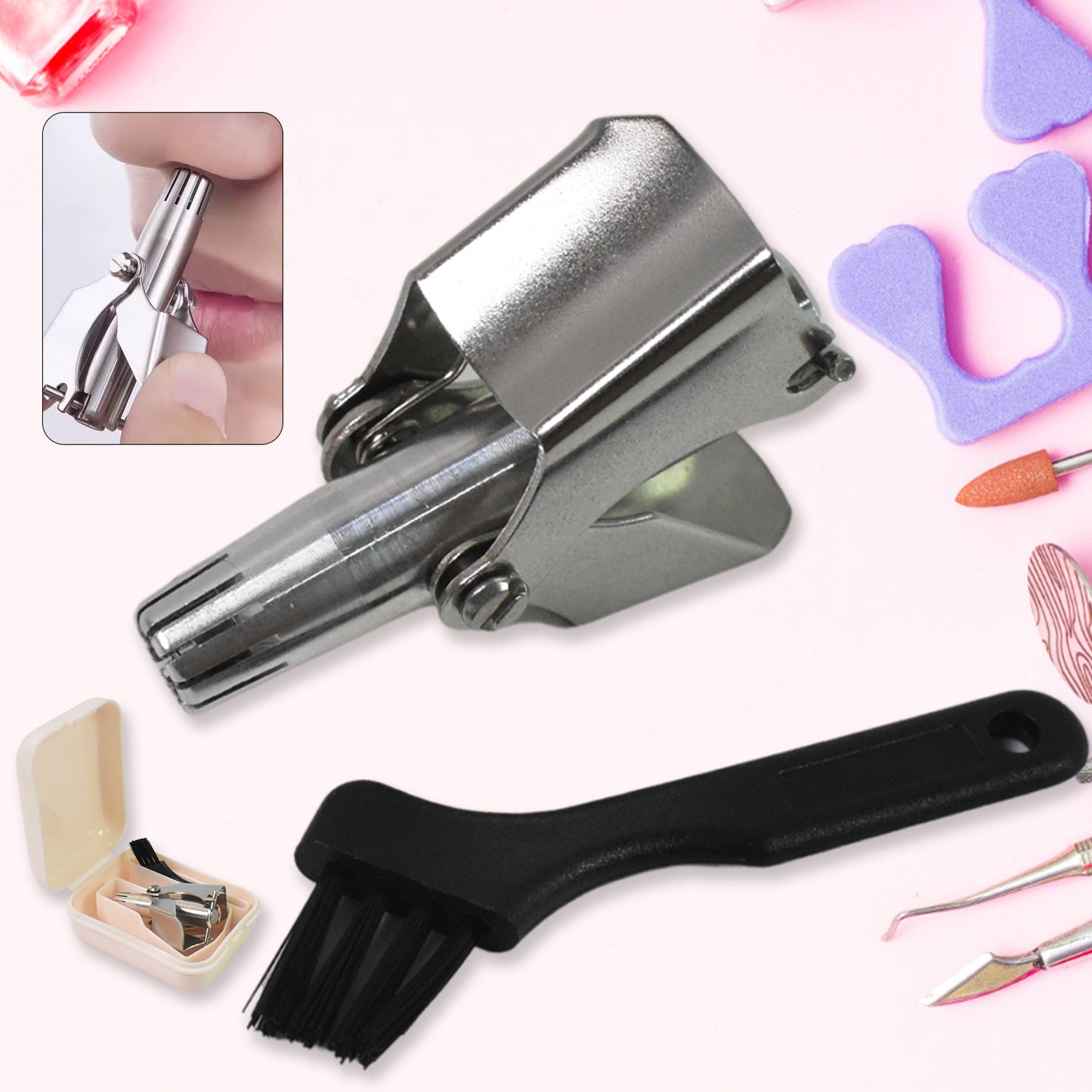 Nose Hair Clipper Stainless Steel Hair Remover (1 Pc  With Brush  Plastic Case) - Happy Price - Image 2