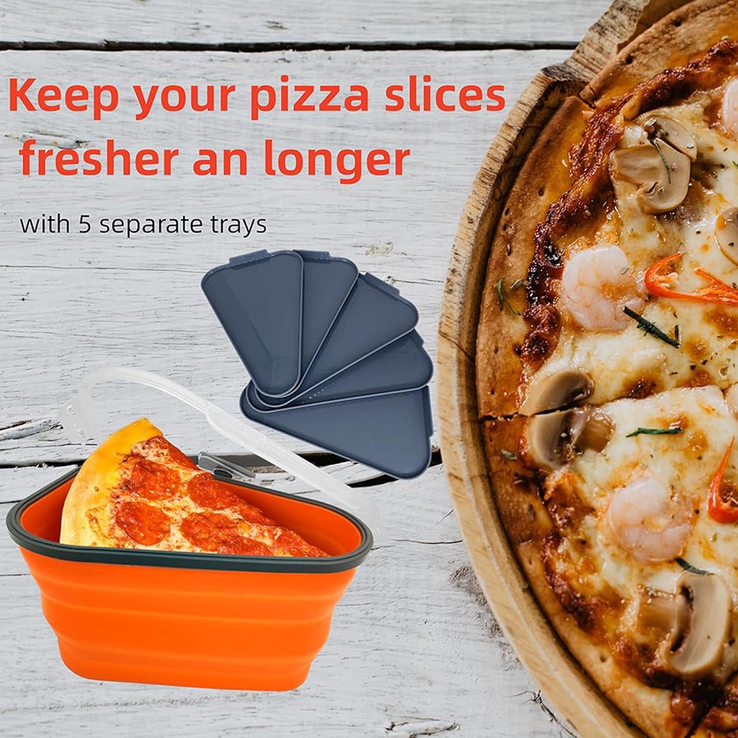 10026 Reusable Pizza Storage Containers With 5 Microwavable Serving Trays Silicone Container Expandable  Adjustable For Packing Pizza At Home  Outdoor - Happy Price - Image 6