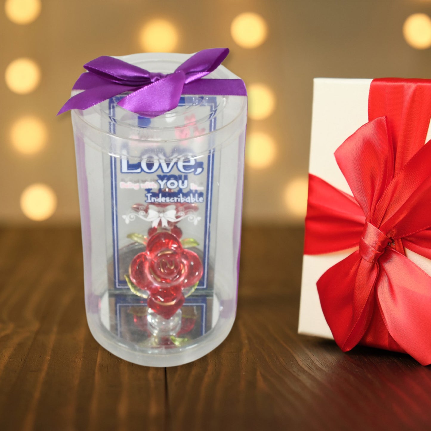 Lovely Rose Gift Showpiece Love Showpiece Valentines Day Gift Cute Anniversary Wedding Birthday Boyfriend Husband Romantic Unique Gift Set Home Decoration Gift Set (1 Pc) - Happy Price - Image 3