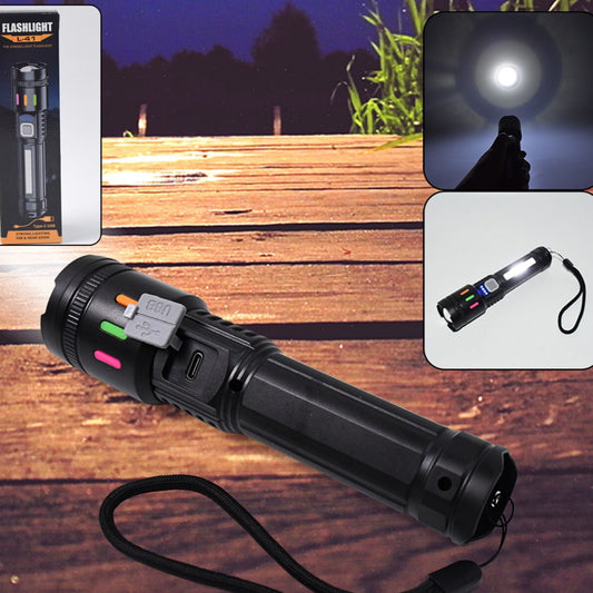 Led Torch High Lumens Fast Charging Flashlight  Torch With Far  Near Zoom (1 Pc) - Happy Price - Image 1