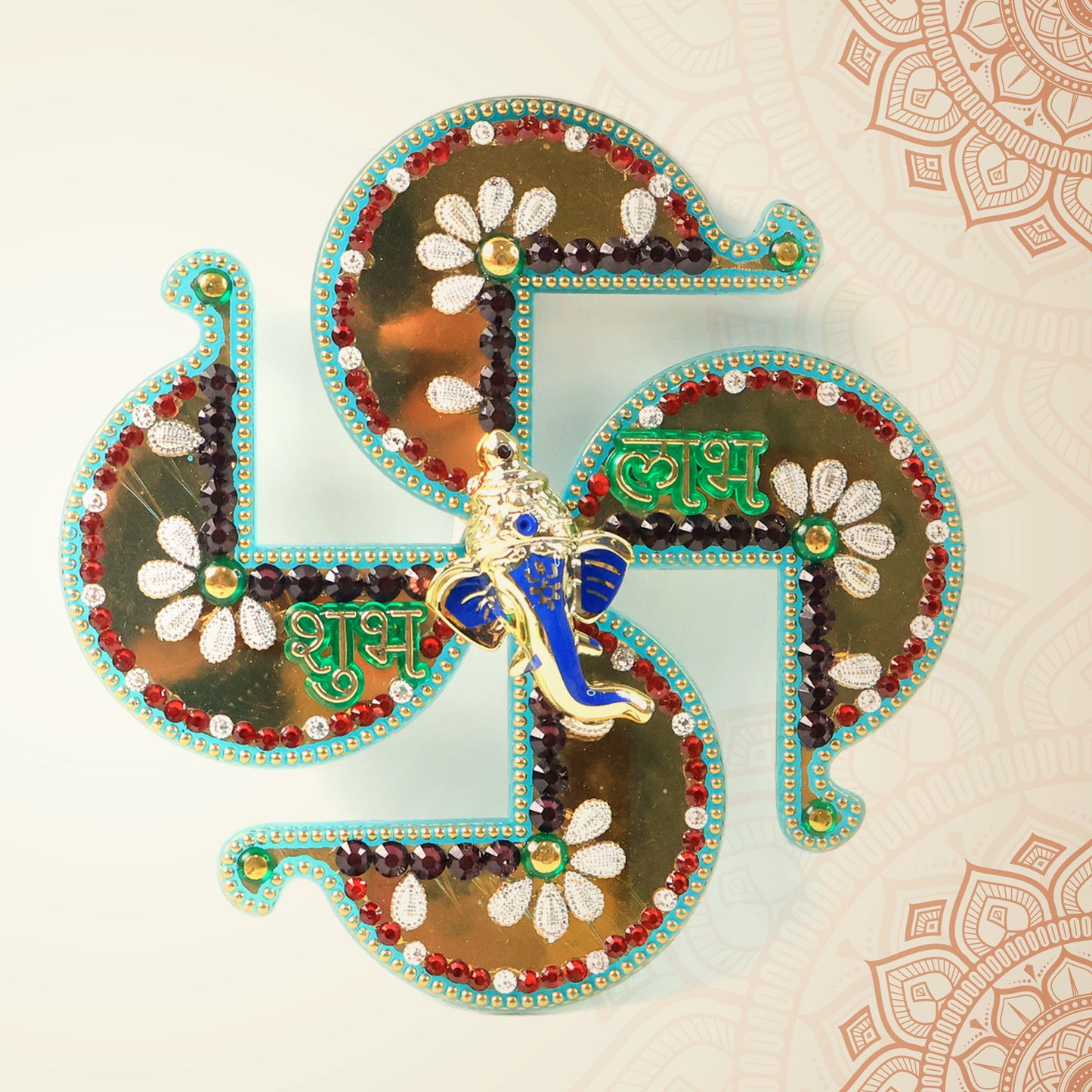 Golden Swastik Shubh Labh Wall Hanging with Lord Ganesha Idol (1 Pc) - Happy Price - Image 5