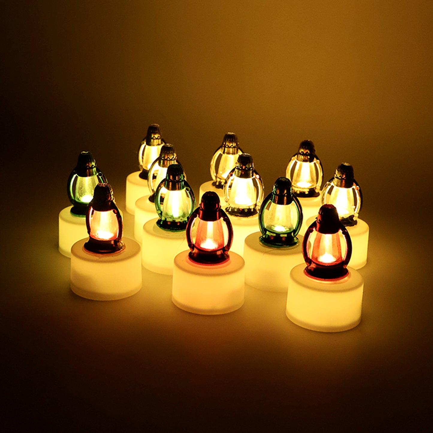 12 Pc LED Flameless Tealight Candles - Multicolor Glow, Battery Operated Decorative Lamps for Festivals & Home - Happy Price - Image 4