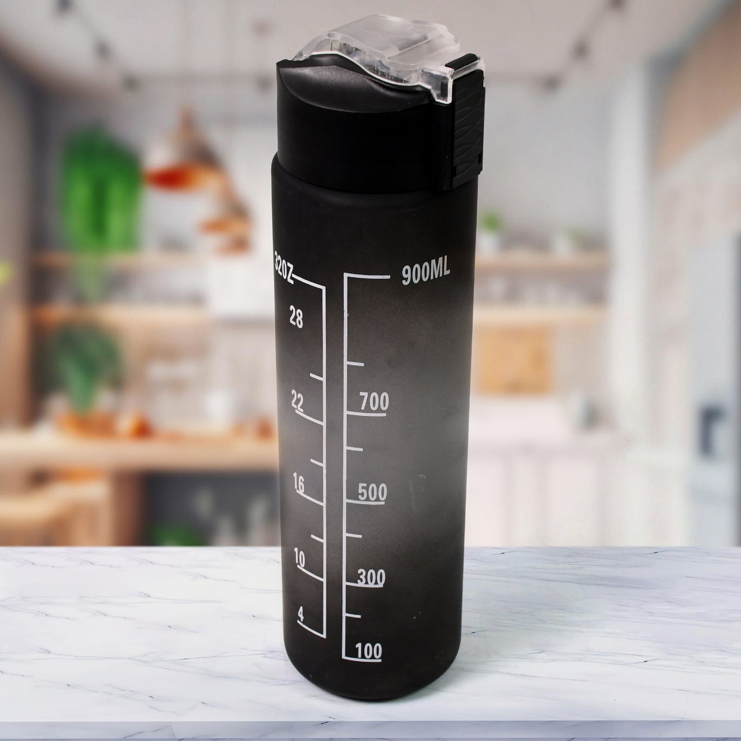 Plastic Black Motivational Water Bottle With Straw (900 Ml) - Happy Price - Image 2
