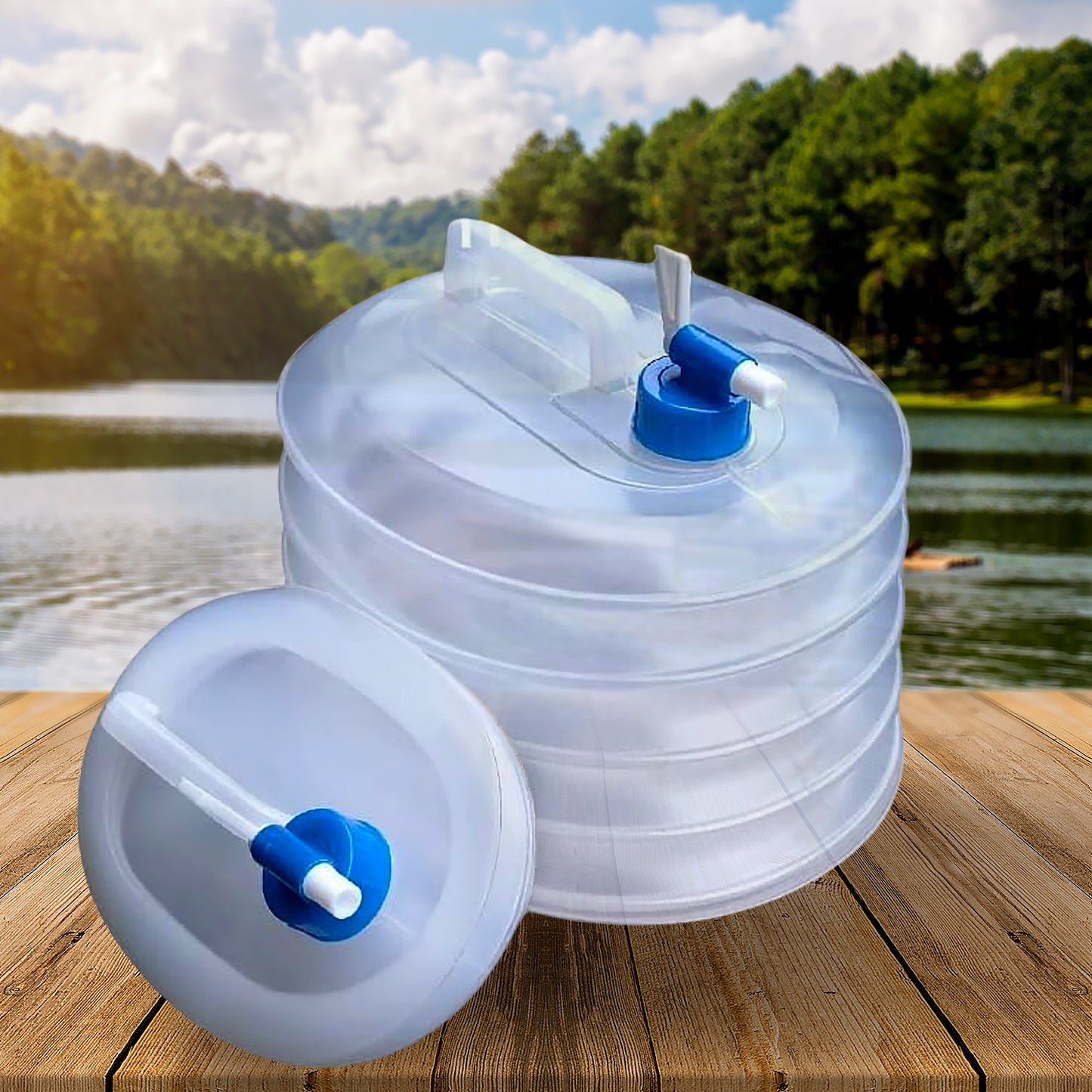 Outdoor Camping Collapsible Portable Water Container With Carry Handle Tap Valve Large Food Grade - Happy Price - Image 6