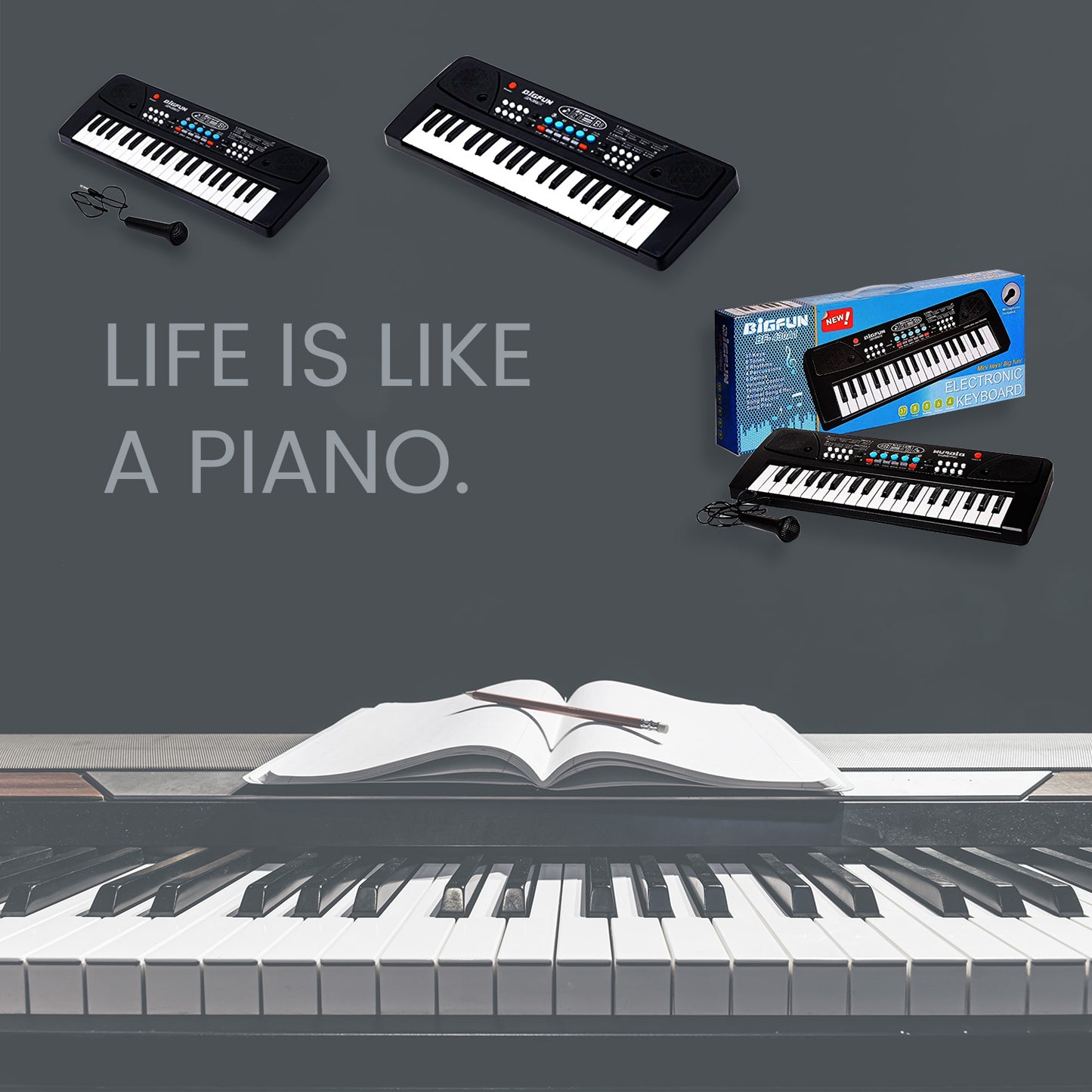 Piano Musical Keyboard With Mic 37 Music Key Keyboard For Kids Toy - Happy Price - Image 6