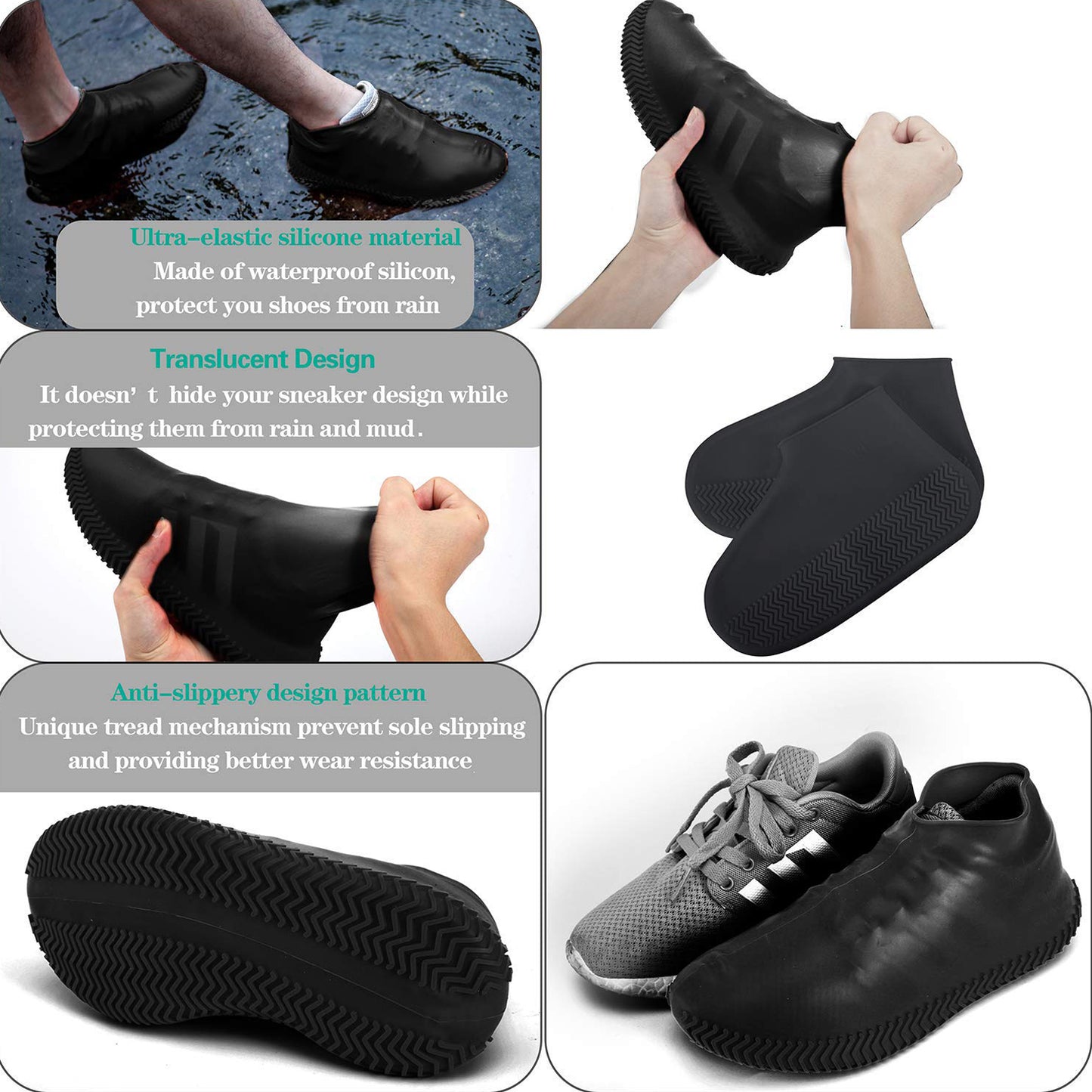 Reusable Silicone Shoe Covers for Rain Protection - Large Size
