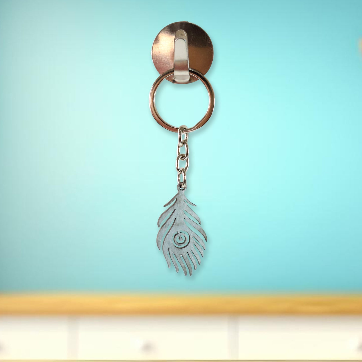 Stylish Stainless Steel Peacock Feather Keychain (1 Pc) - Happy Price - Image 6