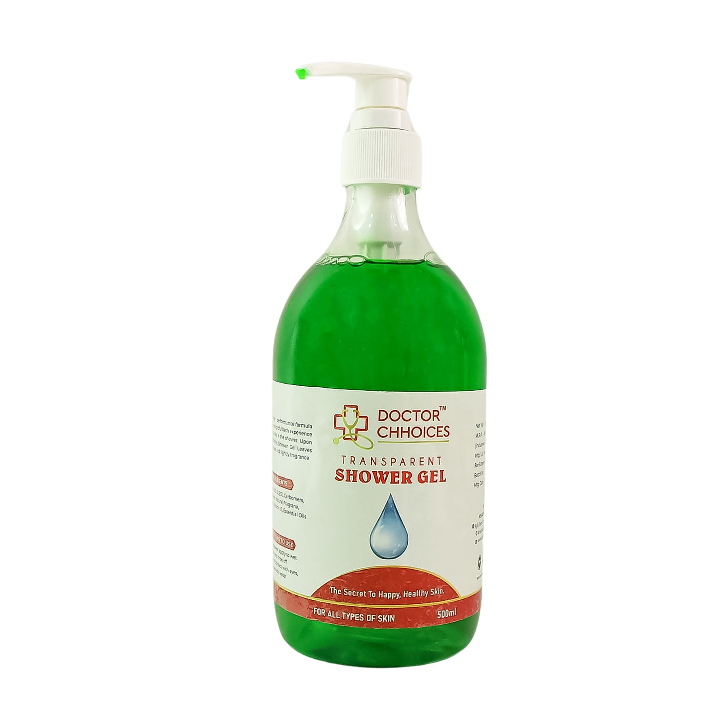 Doctor Choices Transparent Shower Gel, 500ml Pump Bottle for All Skin Types