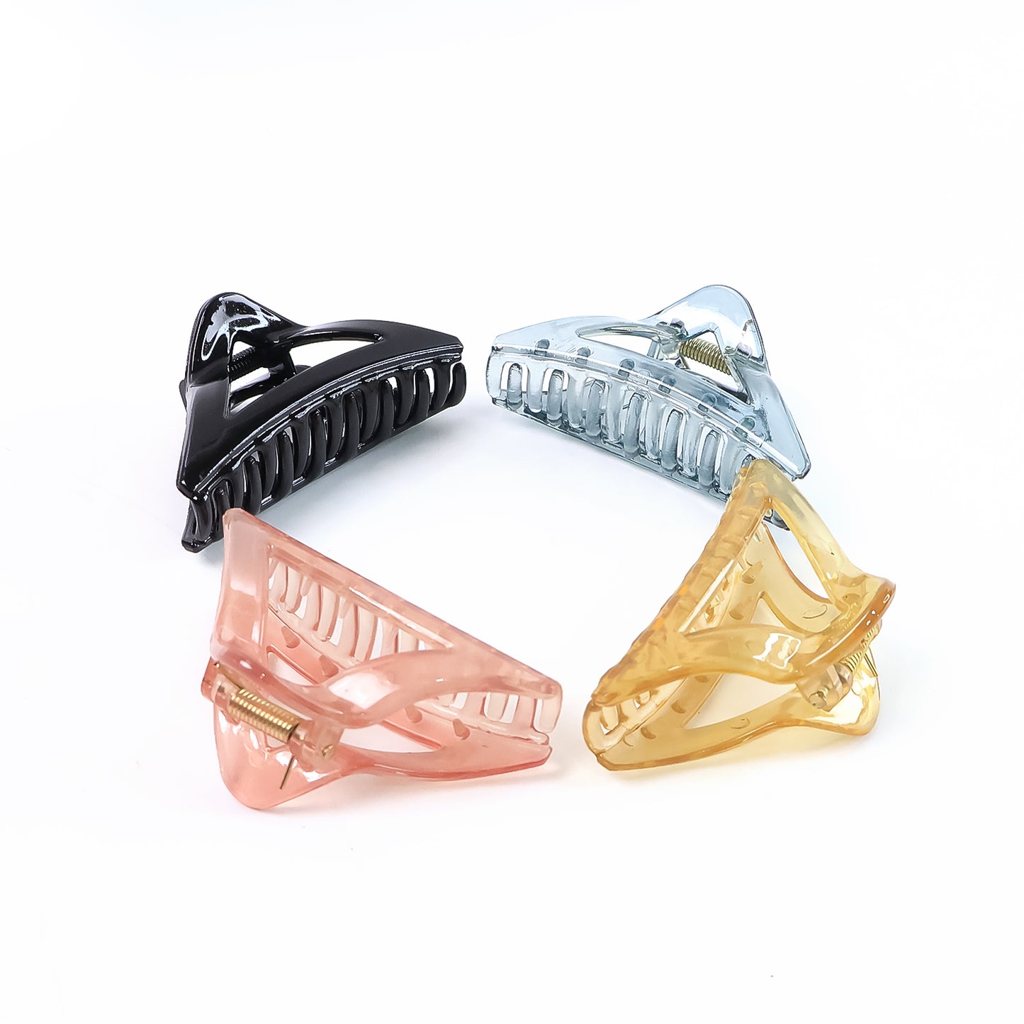Triangle Shape Mix Color Plastic Hair Claw Clip  1 Pc Durable Grip For Women And Girls - Happy Price - Image 2