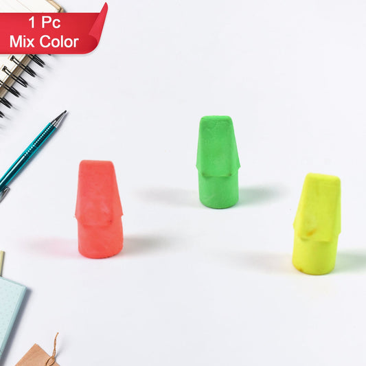 Pencil Top Eraser Rubber Erasers (1 Pc  Mix Colour  Design) - Happy Price - Image 1