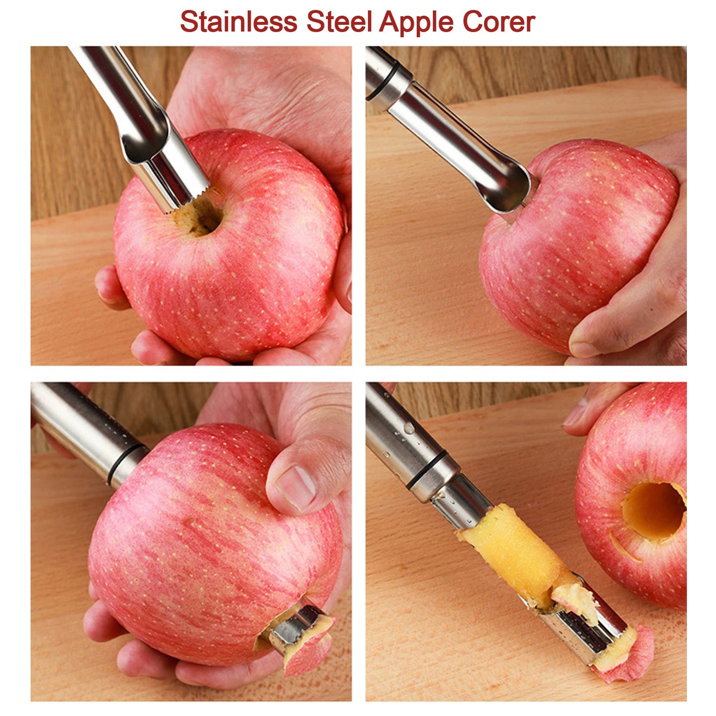 Fruit Core Stainless Steel Set Core Remover For Apple And Pear Kitchen Prep Tool Fruit Core Remover Tool With Soft Handle Apple Corer Stainless Steel Kitchen Gadget Dishwasher Safe - Happy Price - Image 6