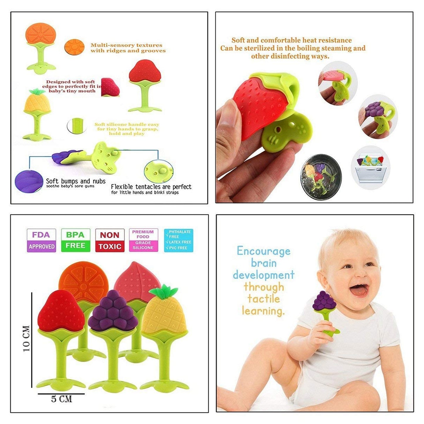 Silicone Fruit Shape Teether Toy Food Grade Silicon Teether Use For Baby  Toddlers  Infants  Children - Happy Price - Image 3