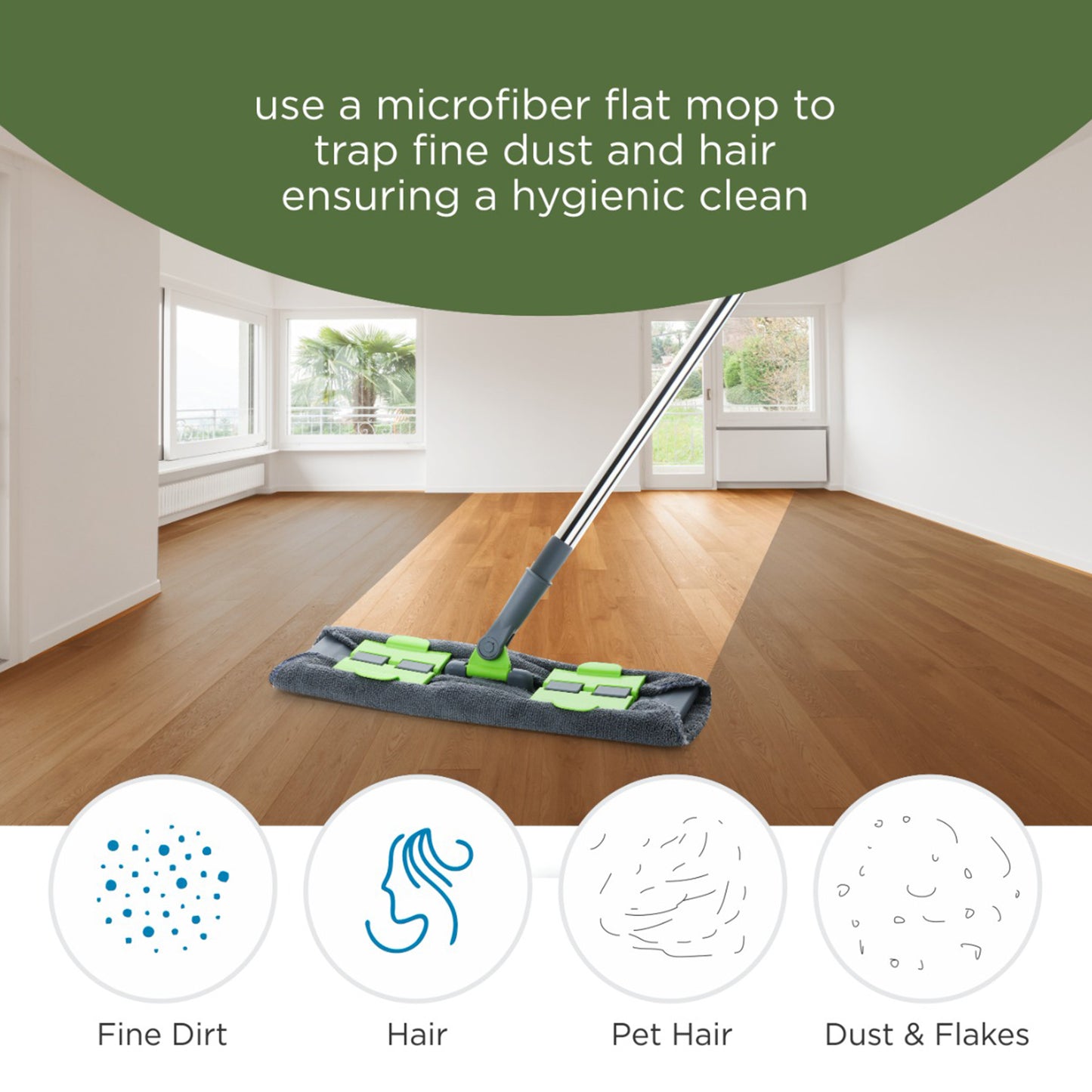 Multipurpose Wet And Dry Cleaning Microfiber Flat Mop Floor Cleaning Mop With  360 Degree Rotating Head And Telescopic Handle Steel Rod Long Handle Dry Mops Standard (1 Piece Multi-colour) - Happy Price - Image 3