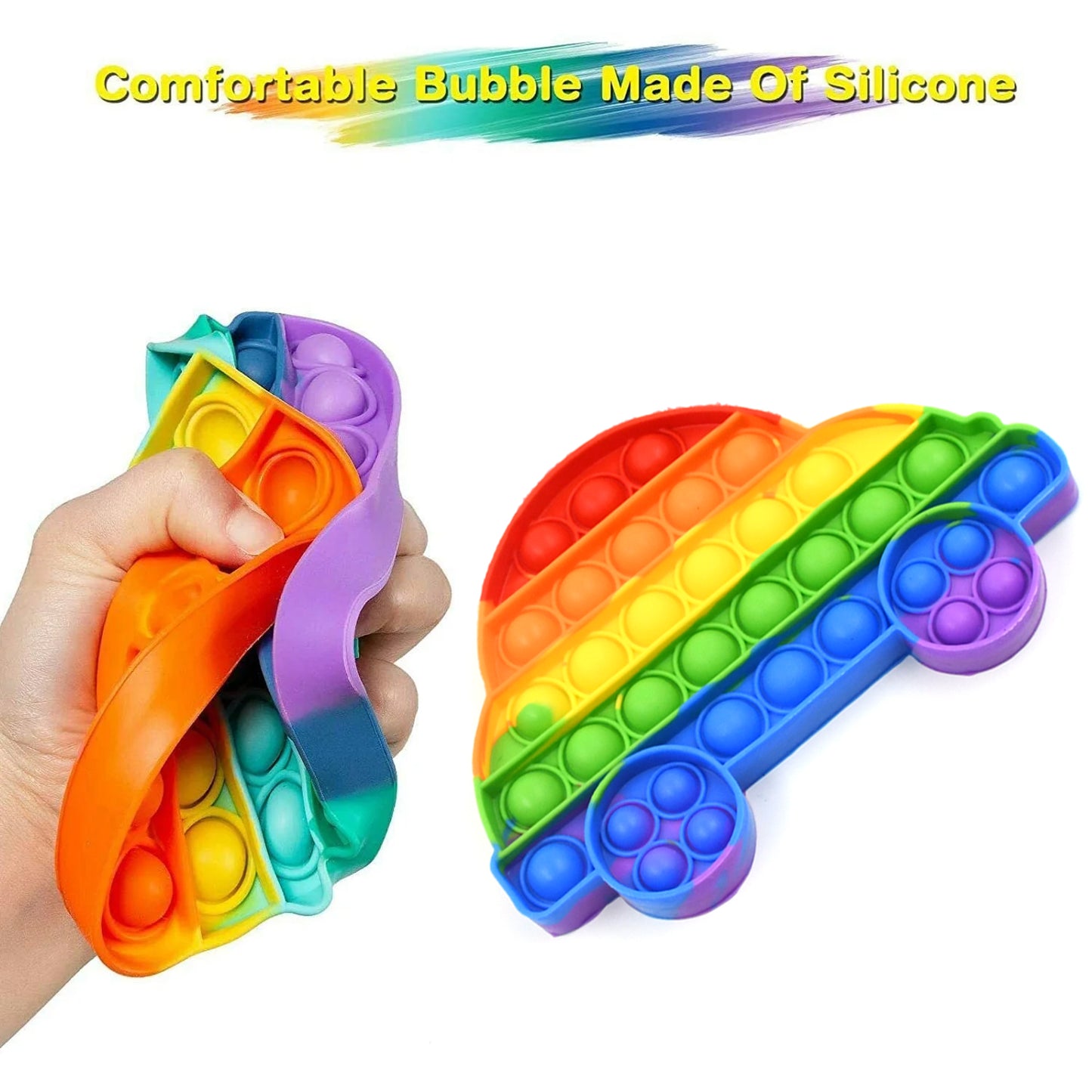 Pop Fidget Toy Push Pop Bubble Fidget Sensory Toy For Kids And Adults Fidget Popper Stress Reliever Sensory Fidget Poppers (Butterfly  Car Shape  1 Pc) - Happy Price - Image 3