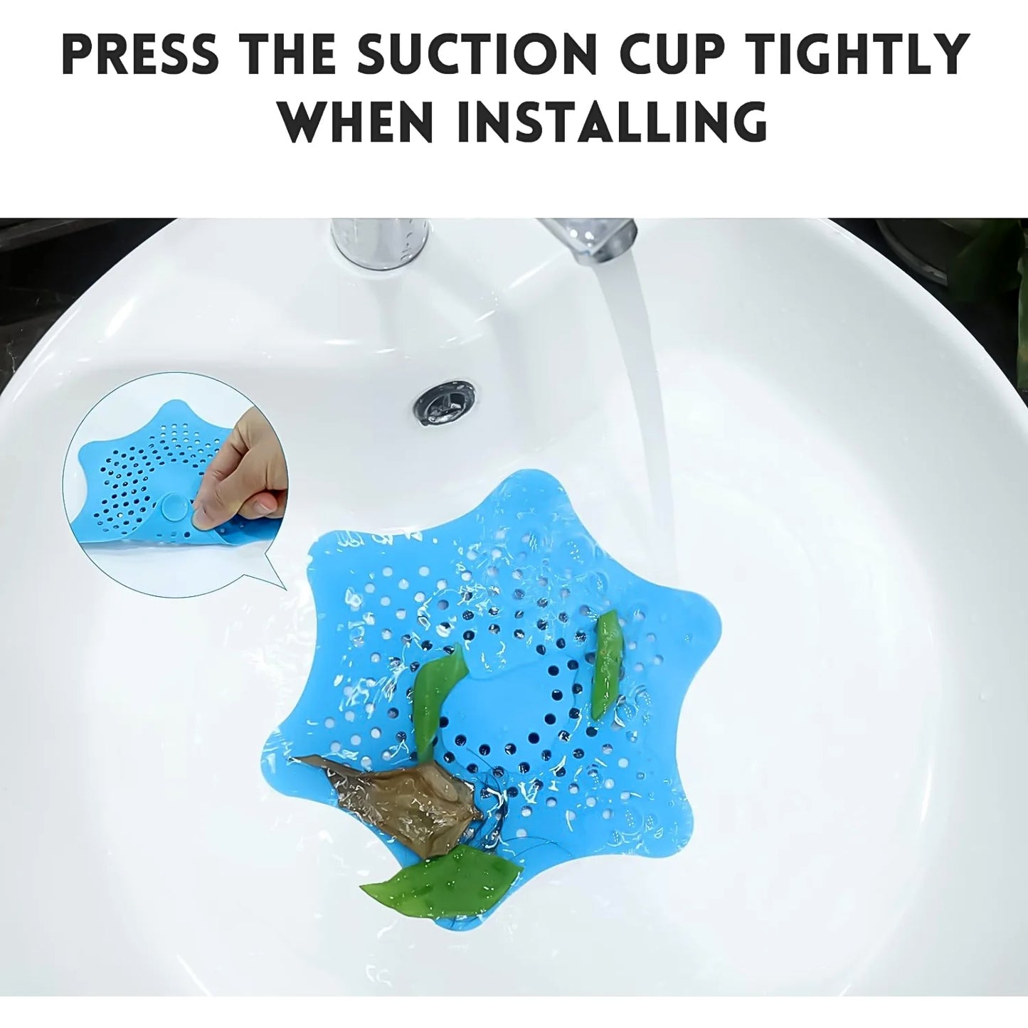Aqua Blue Silicone Star Shaped Sink Filter Bathroom Hair Catcher Drain Strainers For Basin - Happy Price - Image 4