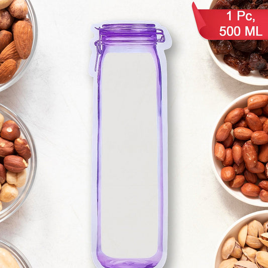 Food Storage Bag Bottles Shape Ziplock Bags Reusable (1 Pc  500 Ml) - Happy Price - Image 1
