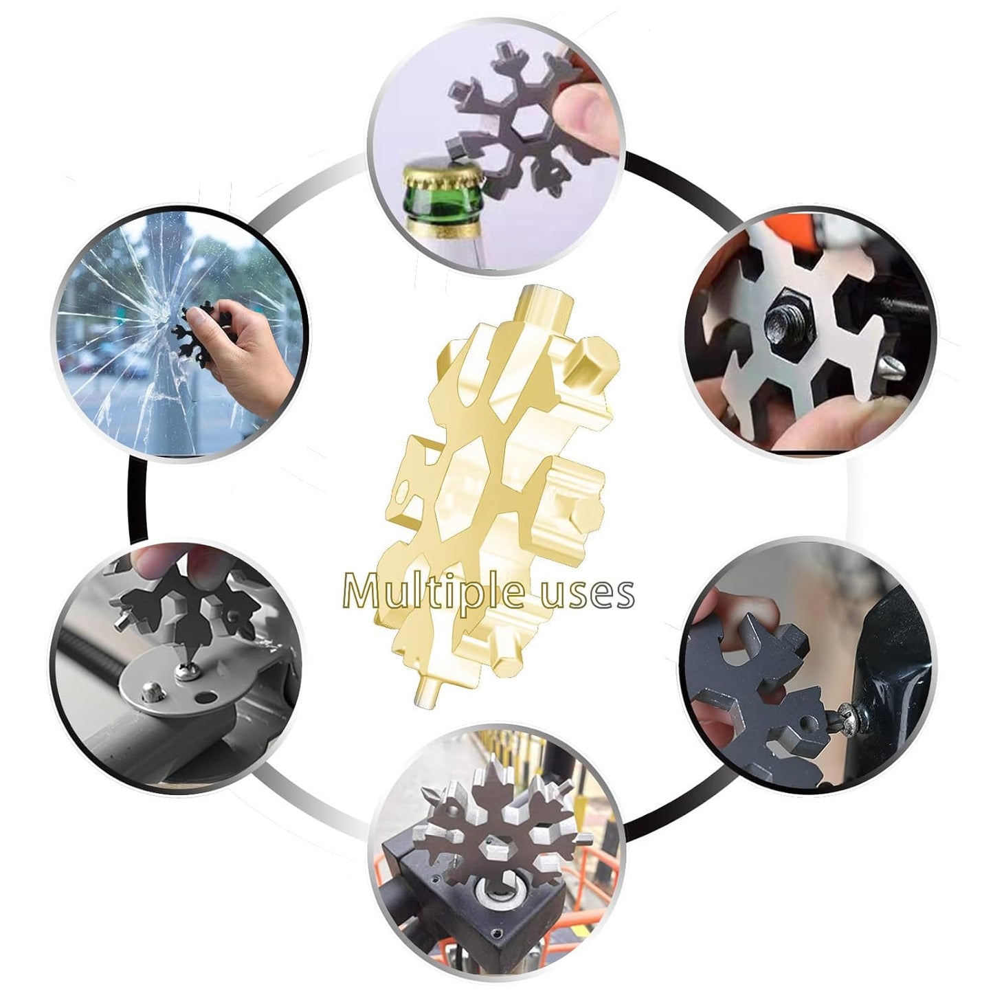 Durable  Portable 18 In 1 Snowflake Multi-tool Snowflake Bottle Opener Flat Phillips Screwdriver Kit Wrench - Happy Price - Image 4