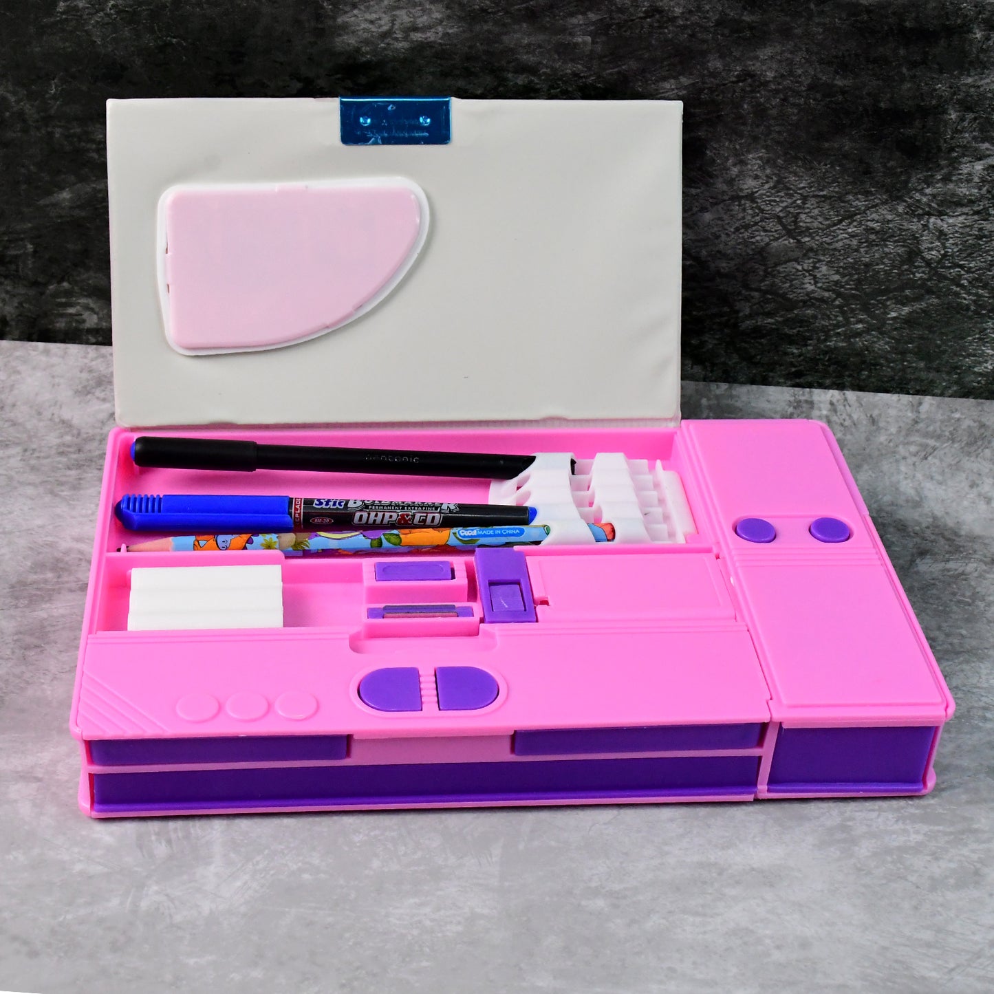 Multi-functional Space Theme Pencil Box With Built-in Calculator (1 Pc) - Happy Price - Image 7