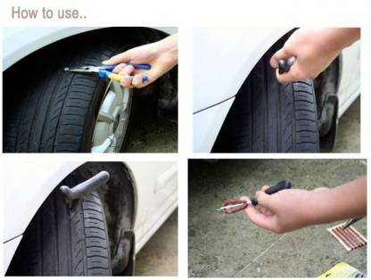 Puncture Repair Kit Tubeless Tyre Full Set With Nose Pliers Rubber Cement And Extra Strips For Cars Bikes - Happy Price - Image 7