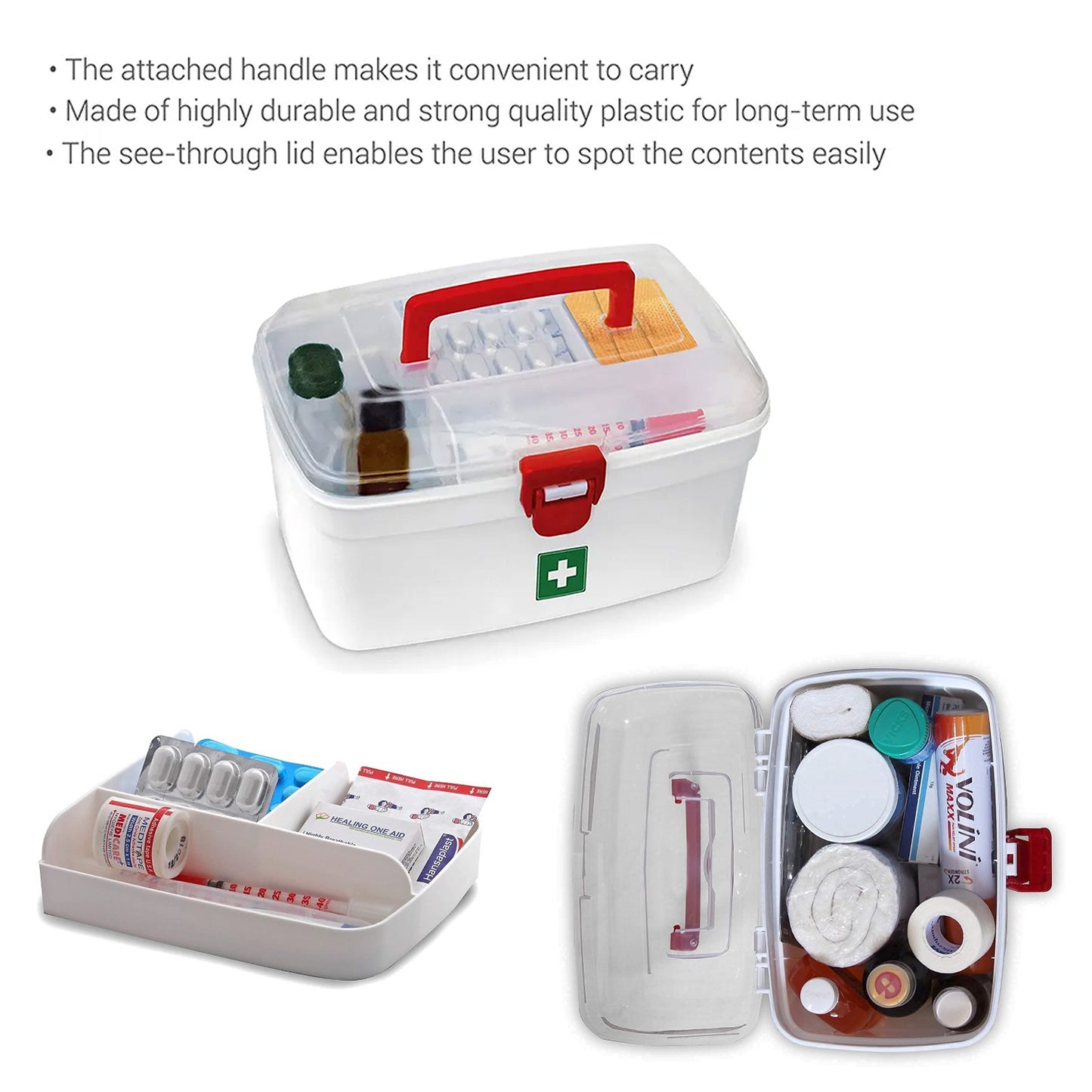 Medical Box 1 Pieceindoor Outdoor Medical Utilitymedicine Storage Boxdetachable Tray Medical Box Multi Purpose Regular Medicine First Aid Box With Handle - Happy Price - Image 7