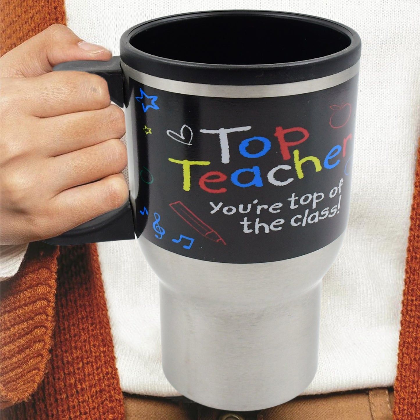 Stainless Steel Vacuum Glass Insulated Glass Coffee Cups Double Walled Travel Mug Car Coffee Mug (With Lid  Handle) - Happy Price - Image 3