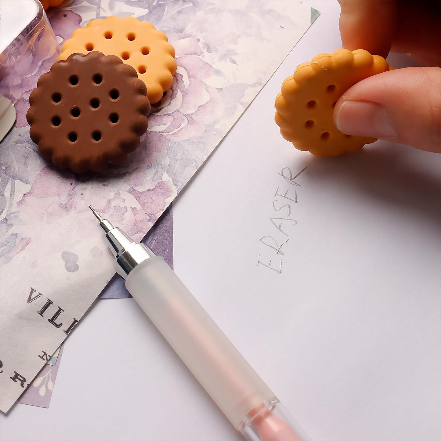 Pack Of 6 Erasers Erasers Stationery School Rubber Schools Sketches Office Sign Kid Party Favour Gift Toy Gift Creative Christmas Birthday Gift In Shape Biscuits (6 Pcs Set) - Happy Price - Image 2